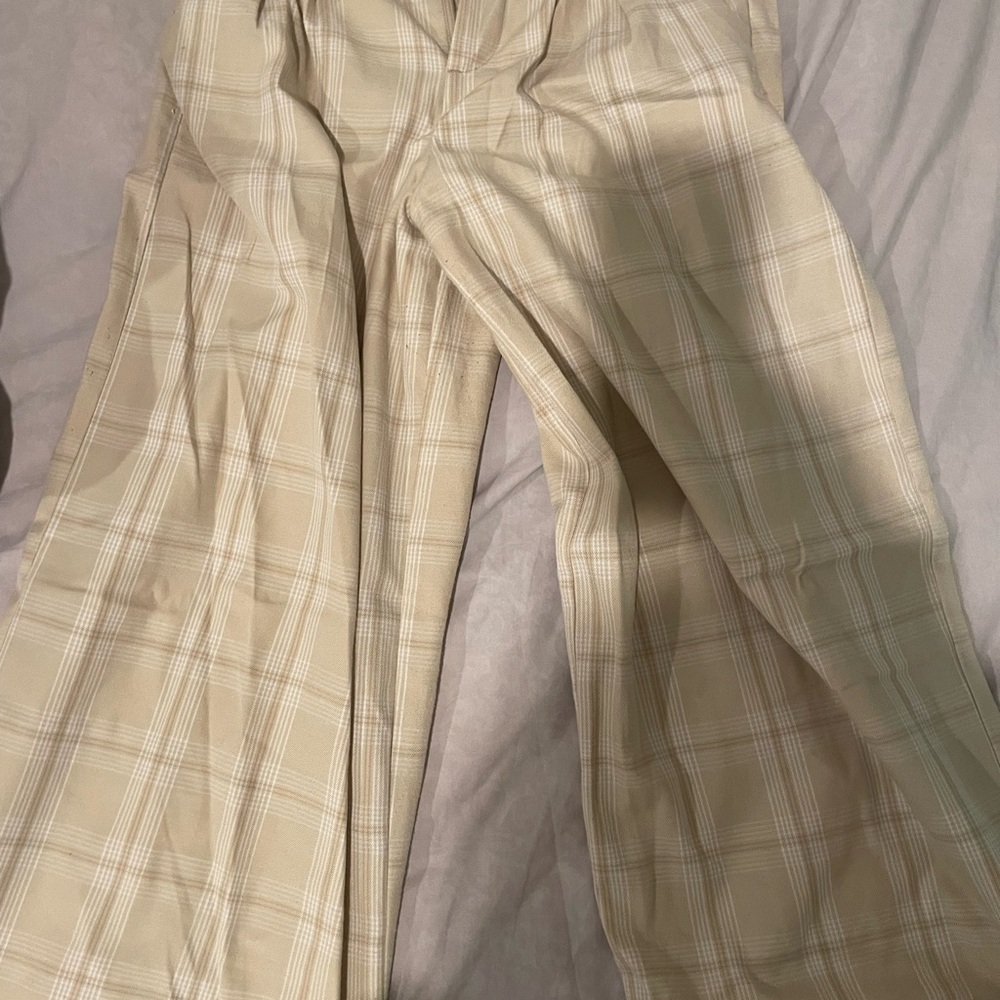 Men's Beige Plaid Pants